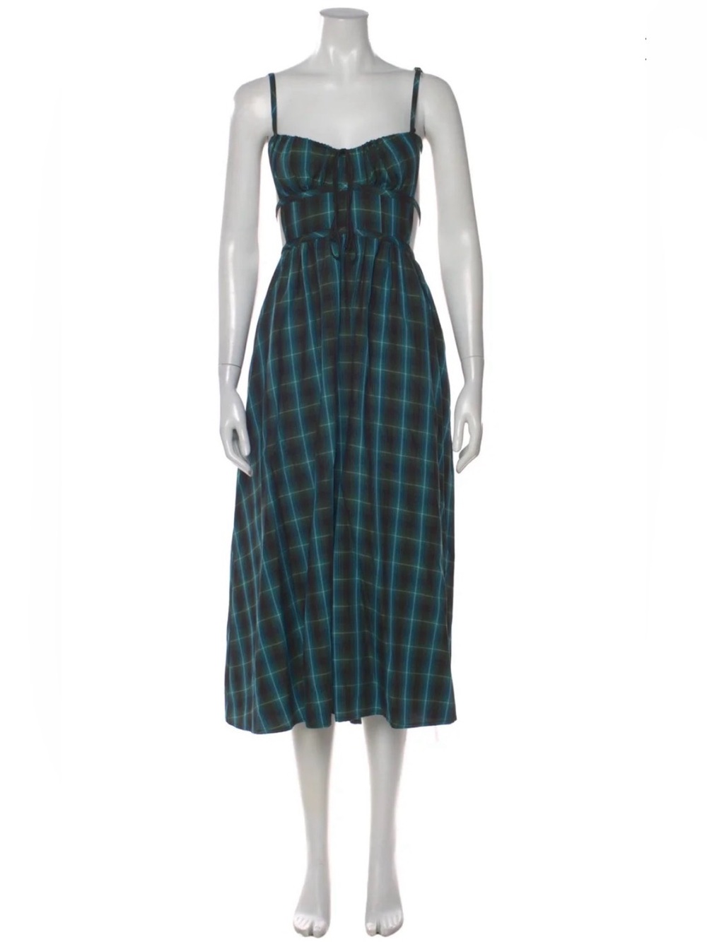 For Love & Lemons A-Line Dress Blue Plaid Print